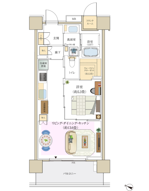 A50aタイプの間取り図